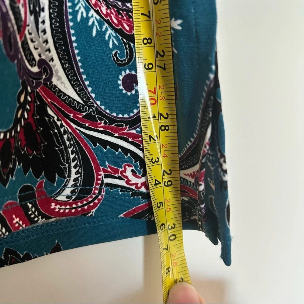 White House Black Market WHBM Women’s Paisley Blouse Split Sleeve​ - Picture 8 of 9